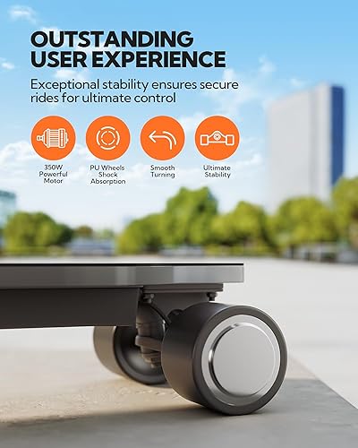 Miniatura 5 de Monopatín eléctrico con LED RGB y motor de 350 W, Eboard de 27 pulgadas con control remoto, 4 modos de conducción, rango máximo de 10 Mph y 10