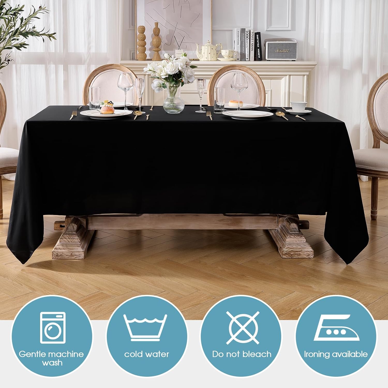 VidaFete Everyday Series Rectangle Tablecloth 60" x 102" 10 Pack Black