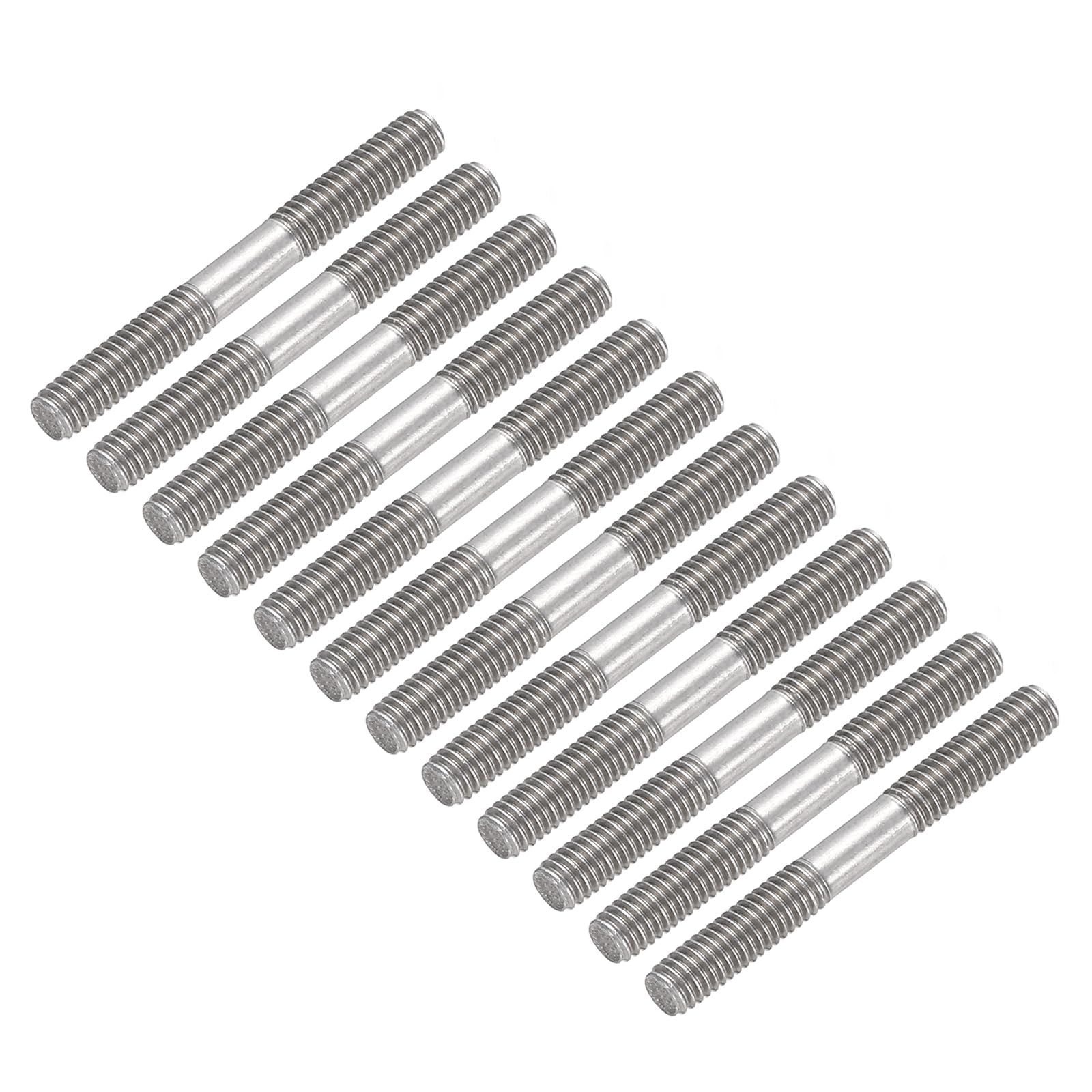sourcing map 12 Pcs Silver Pushrod Connector Linkage, M3 Threaded Rod 304 Stainless Steel Double End RC Servo Push Rods for RC Airplane Car Boat Helicopter DIY Model Parts, 25mm/0.98"