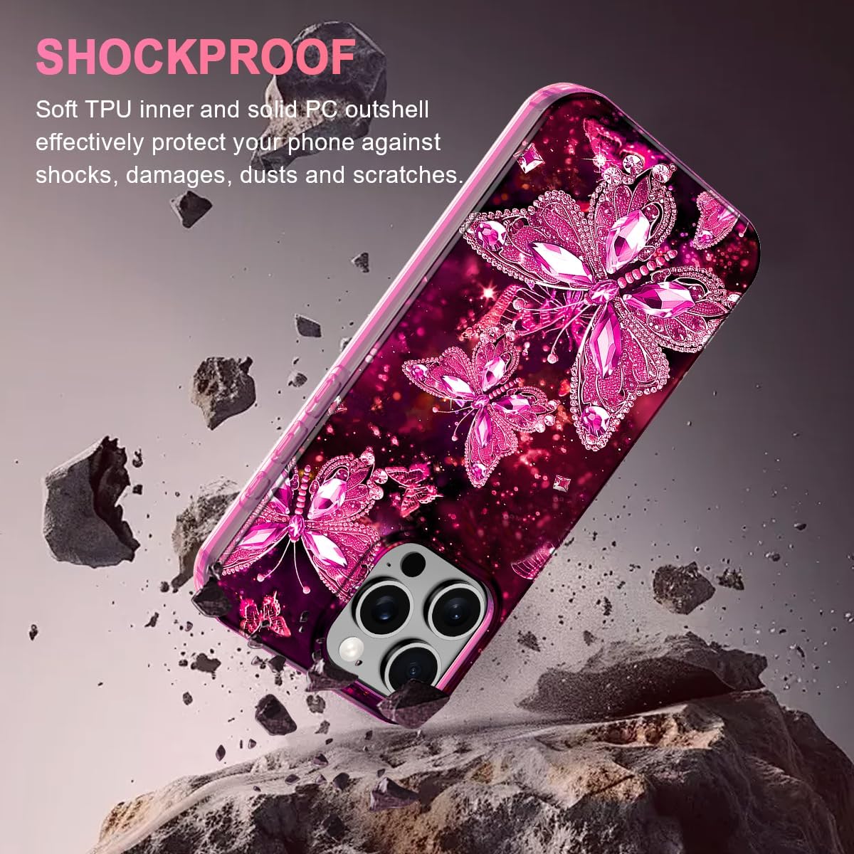 Hekodonk for iPhone 15 Pro Max Case,Compatible with MagSafe,Glow in The Dark Full Body Rugged Protection Slim Shockproof Glossy Stylish Women Girls Case for iPhone 15 Pro Max 6.7 inch,Hot Pink - Image 5