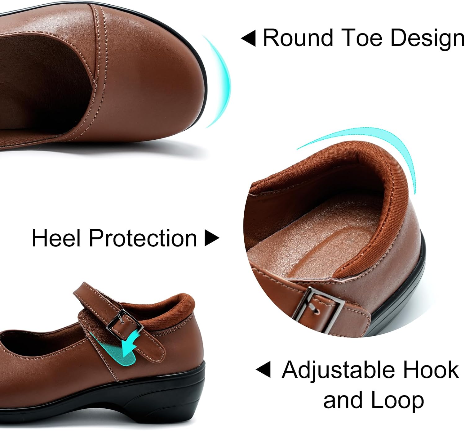 Womens Mary Jane Shoes with Arch Support Leather Round Toe Classics Ankle Strap Loafers Comfort Dress Shoes - Image 4