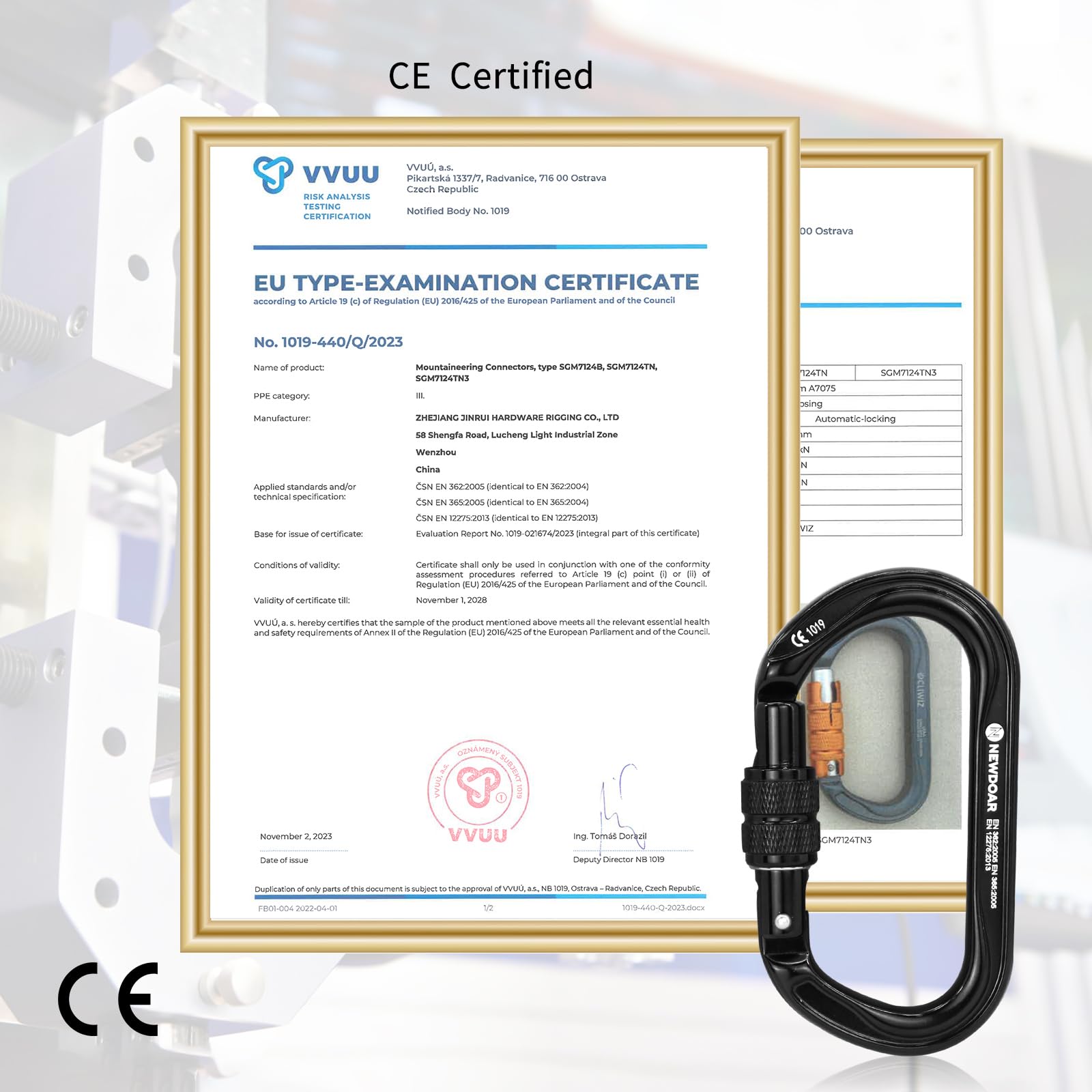 NewDoar 25KN Certifié CE et UIAA Mousqueton d'escalade Professionnel en Forme de O Robuste, à Verrouillage Automatique/à vis pour l'escalade, Le Rappel, Le Sauvetage et l'alpinisme