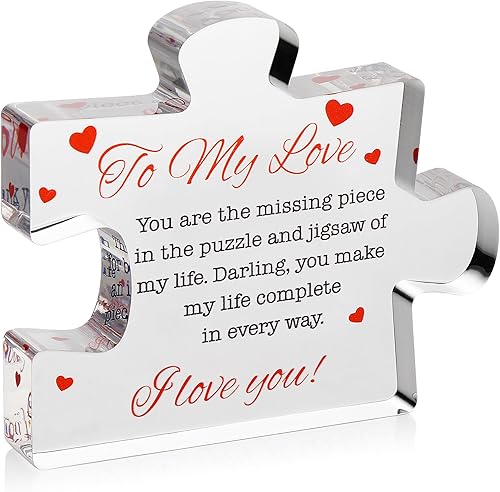 I Love You Gifts for Her, Him - Rompecabezas de bloques acrílicos con diseño de texto en inglés "To My Love", 4.1 x 3.5 pulgadas, regalos con texto