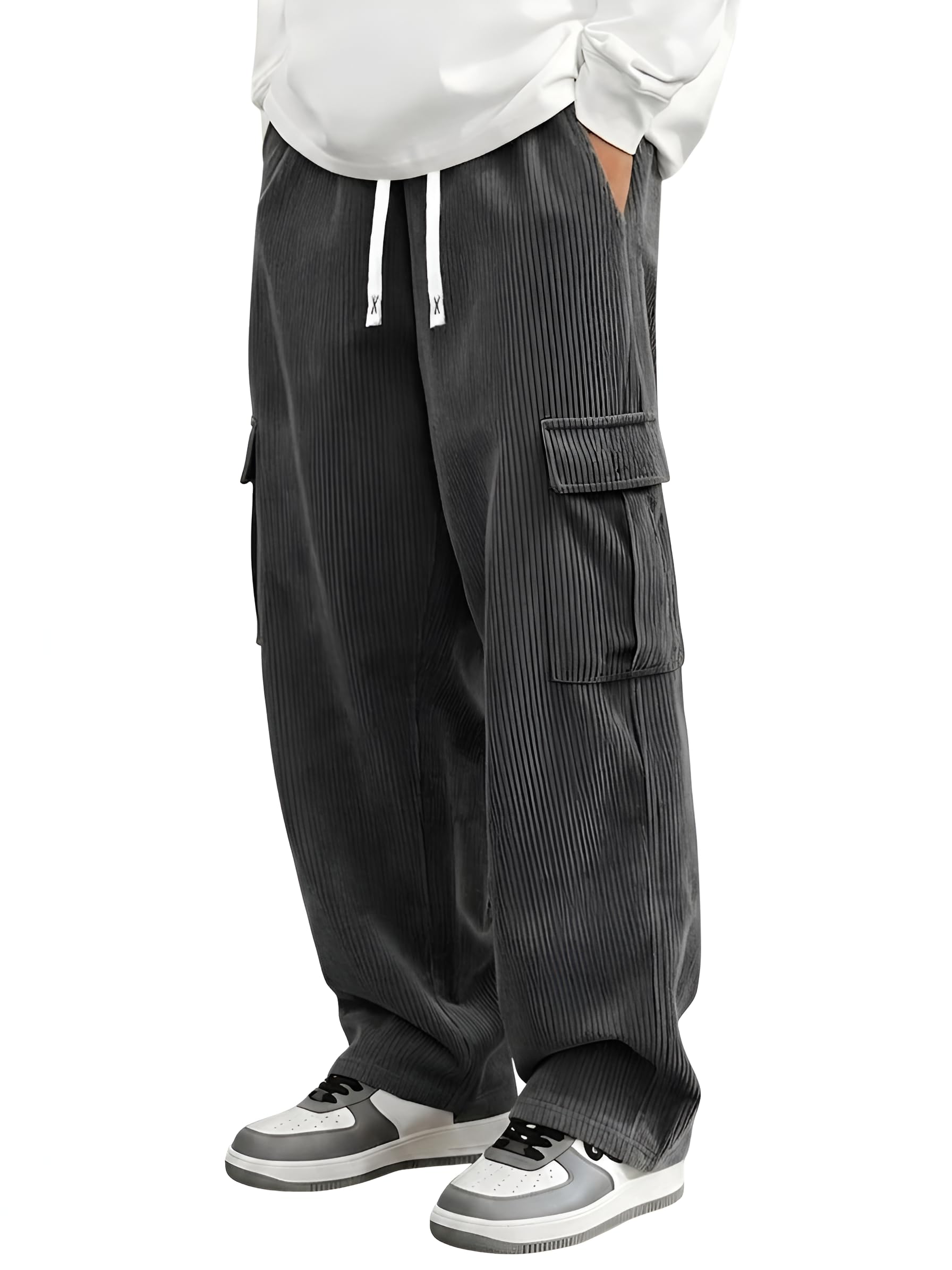 Vanits Men's Corduroy Loose Fit Pants with Drawstring Waist Pack of 1-image-37