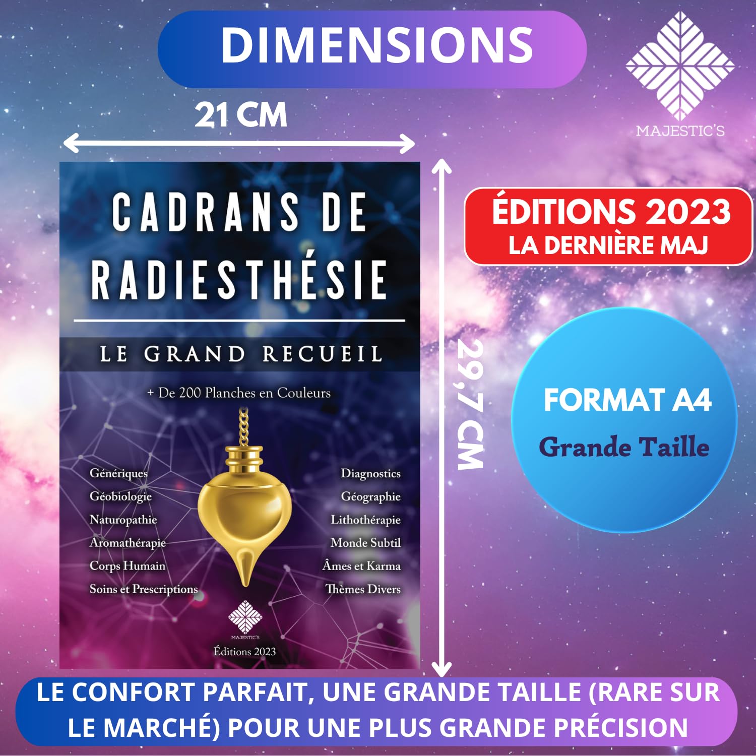Cadrans de Radiesthésie PRO - Le Grand Recueil - Plus de 200 Planches Uniques et en Couleurs pour Pendule Divinatoire (Format A4 à Spirales) - 100% Conçu et Imprimé en FRANCE