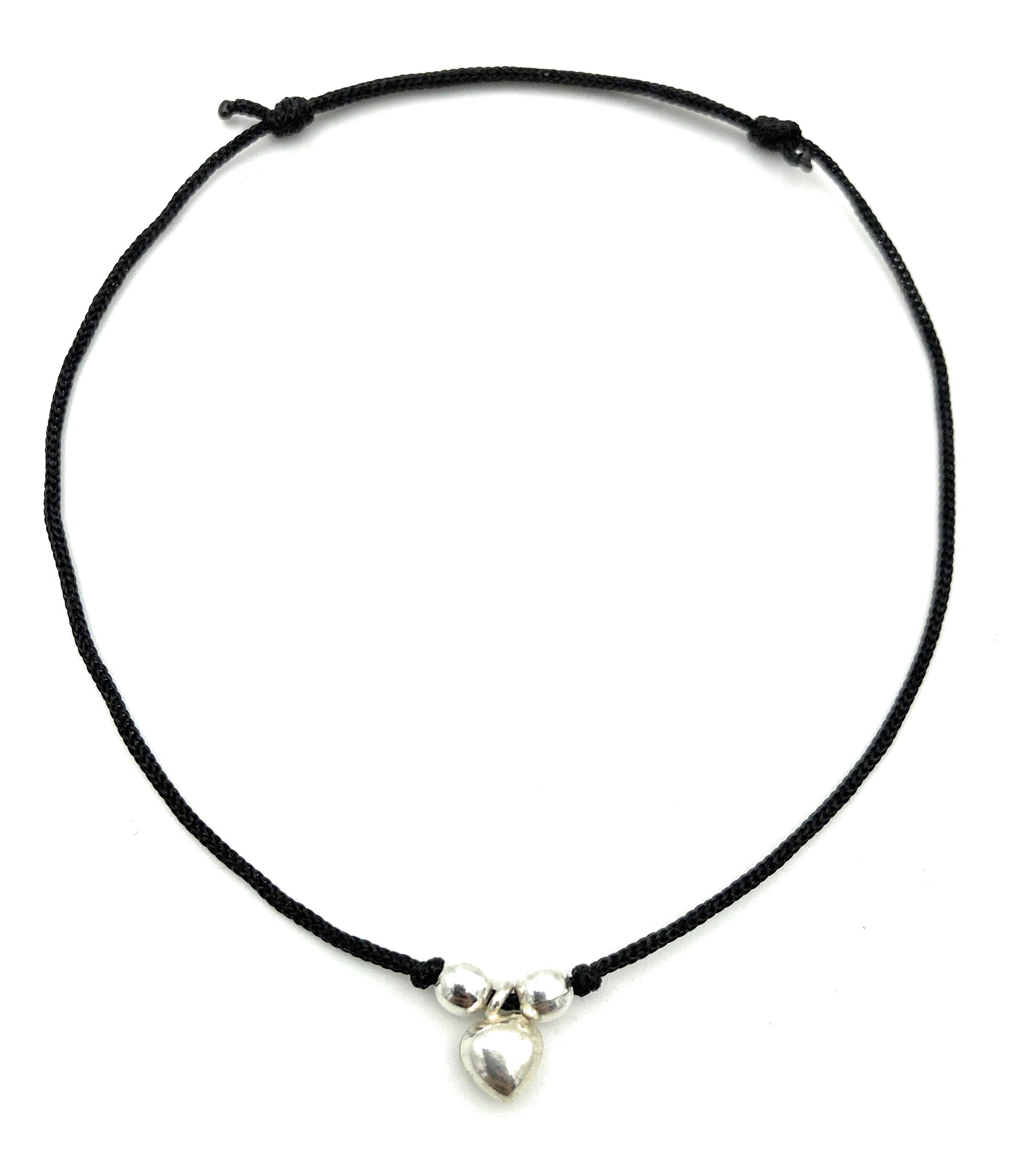 VRINDAM JEWELLERS 925 Sterling Silver Heart Charm In Black Thread Anklet For Girls & Women |Single Piece |Adjustable| Weight Approx 1.12 GM (B08ZVF8K3K) Amazon Price History, Amazon Price Tracker