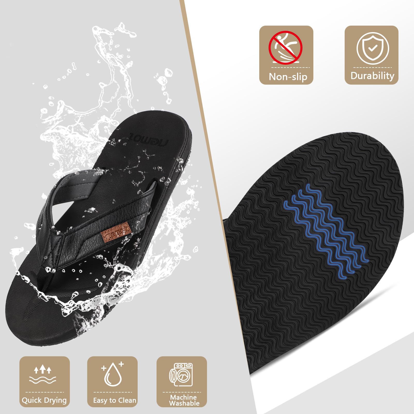 riemot Chanclas Hombre Antideslizantes Sandalias Playa Piscina Verano Cómodas Ligeras Secado Rápido Zapatos de Playa Vacaciones Casuales Outdoor EU 42-46