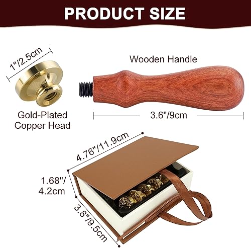 Miniatura 4 de Yoption Kit de caja de regalo de sello de cera, 6 cabezas de sello de cera de flores y animales con 1 juego de empuñaduras de madera, kit de sellos