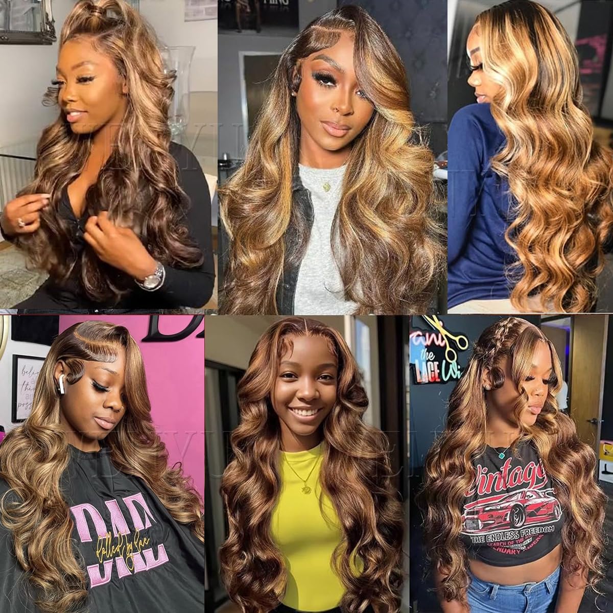 wenyu Honey Blonde Ombre Lace Front Wigs Human Hair Highlight 4/27 Human Hair Wig Colored Body Wave 13x4 Lace Frontal Wigs for Women Pre Plucked (Body Wave, 22 Inch)