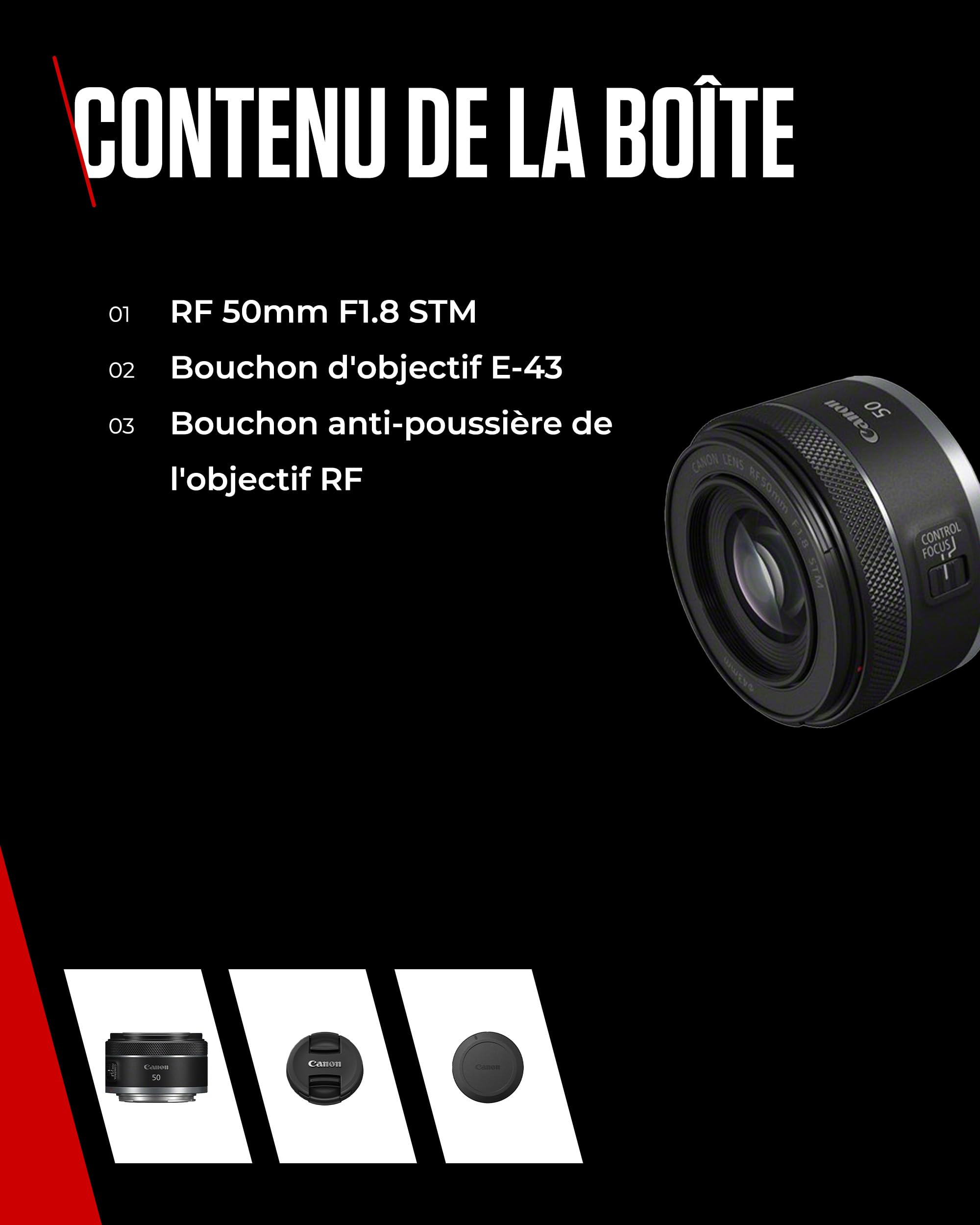 Objectif Appareil Photo Canon RF 50mm F1.8 STM - Compact et Léger pour Appareils Photo EOS R, Ouverture Rapide, Mise au Point Fluide - Idéal pour les Portraits et la Photographie Créative