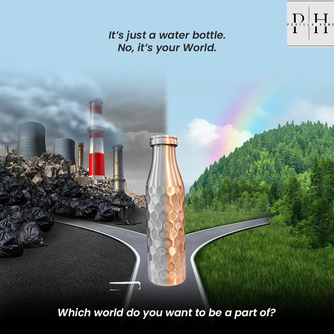 Kupfer-Wasserflasche Von Perilla Home – 100% Reines Kupfer, Auslaufsicher – Für Gesundes Trinken, Yoga & Fitness