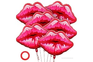 6 Pcs Big Red Lip Balloons, 30 Inch Lips Foil Balloons