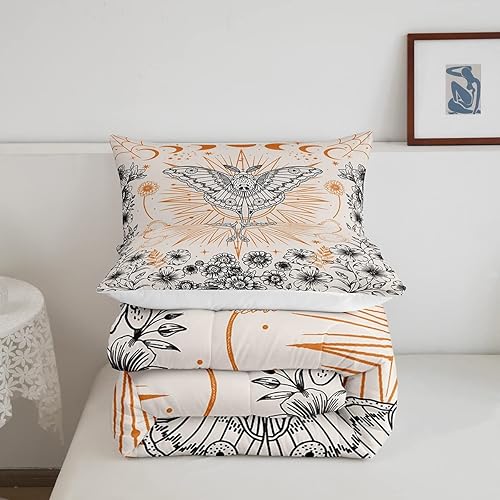 Miniatura 5 de Erosebridal Juego de edredón de fase lunar tamaño Queen, juego de ropa de cama de sol y luna para jóvenes, relleno de edredón de cielo estrellado