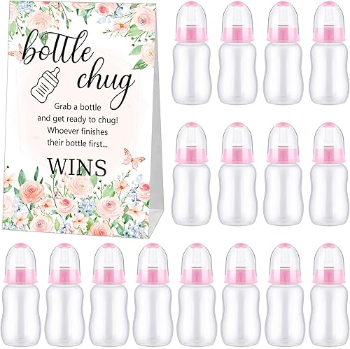 Miniatura 17 de TrelaCo Bottle Chug - Juego de 20 biberones para baby shower, con 1 letrero de papel kraft para revelación de género, suministros de fiesta, regalos