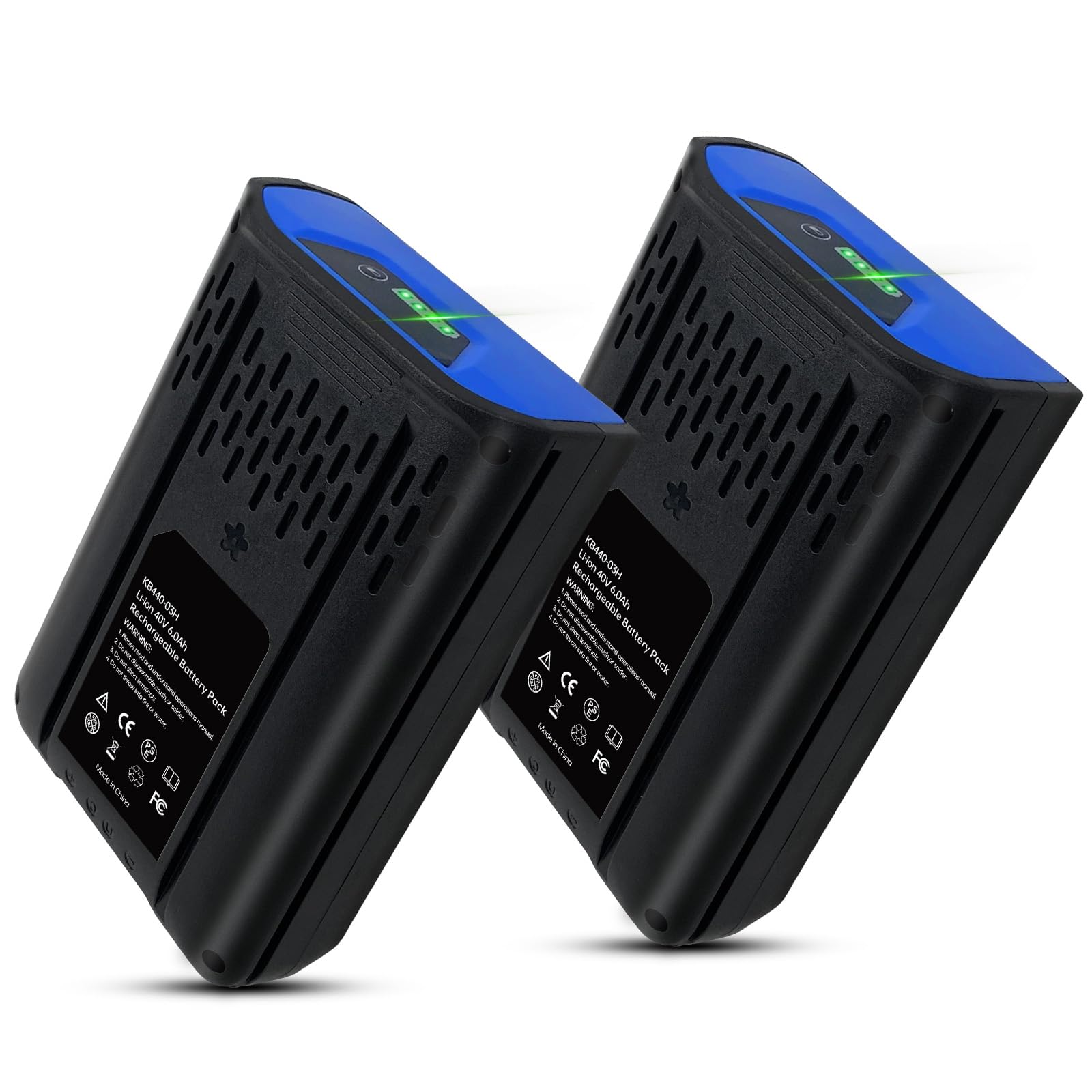 Paquete de 2 baterías de 40 V de 6.0 Ah de repuesto para batería Kobalt de 40 V, compatible con soplador Kobalt de 40 voltios KPM1040A-03 KM-1640-06 KM-4040-06 KB-540-06 KB240-06 Series Cordless Power
