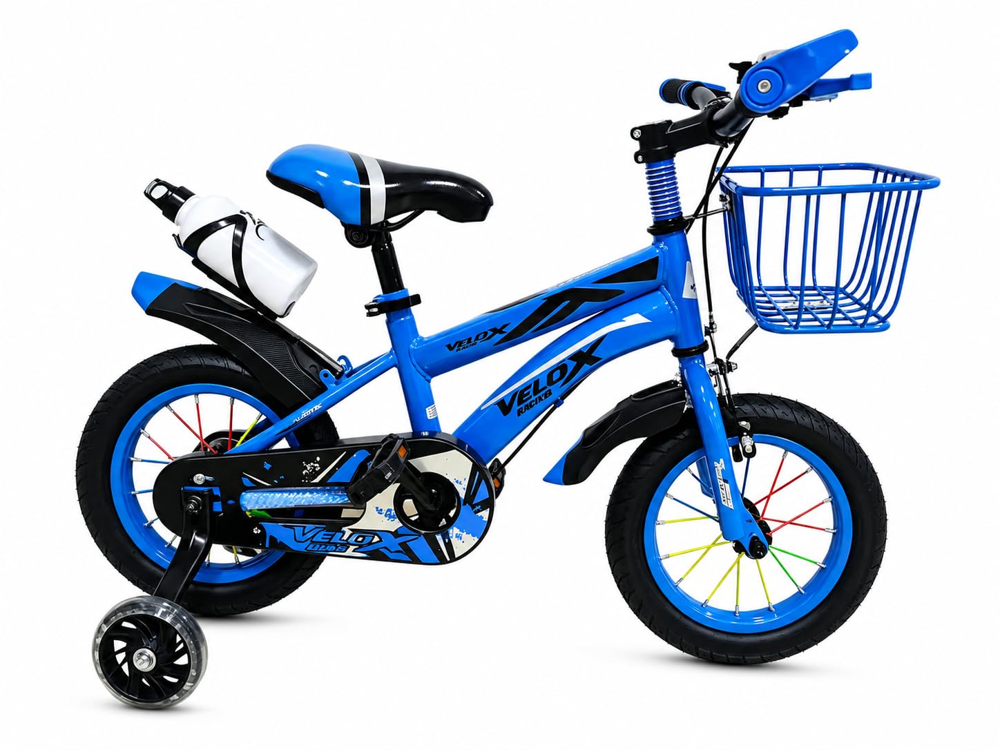 selling united Kids Bike with Removable Light-Up Training Wheels, 12/14/16/18 Inch Children’s Bicycle, Adjustable Sport Bike 2-12 Years Old, Front Basket, Bottle, Bell & Tool Kit (Blue, 14 inch)
