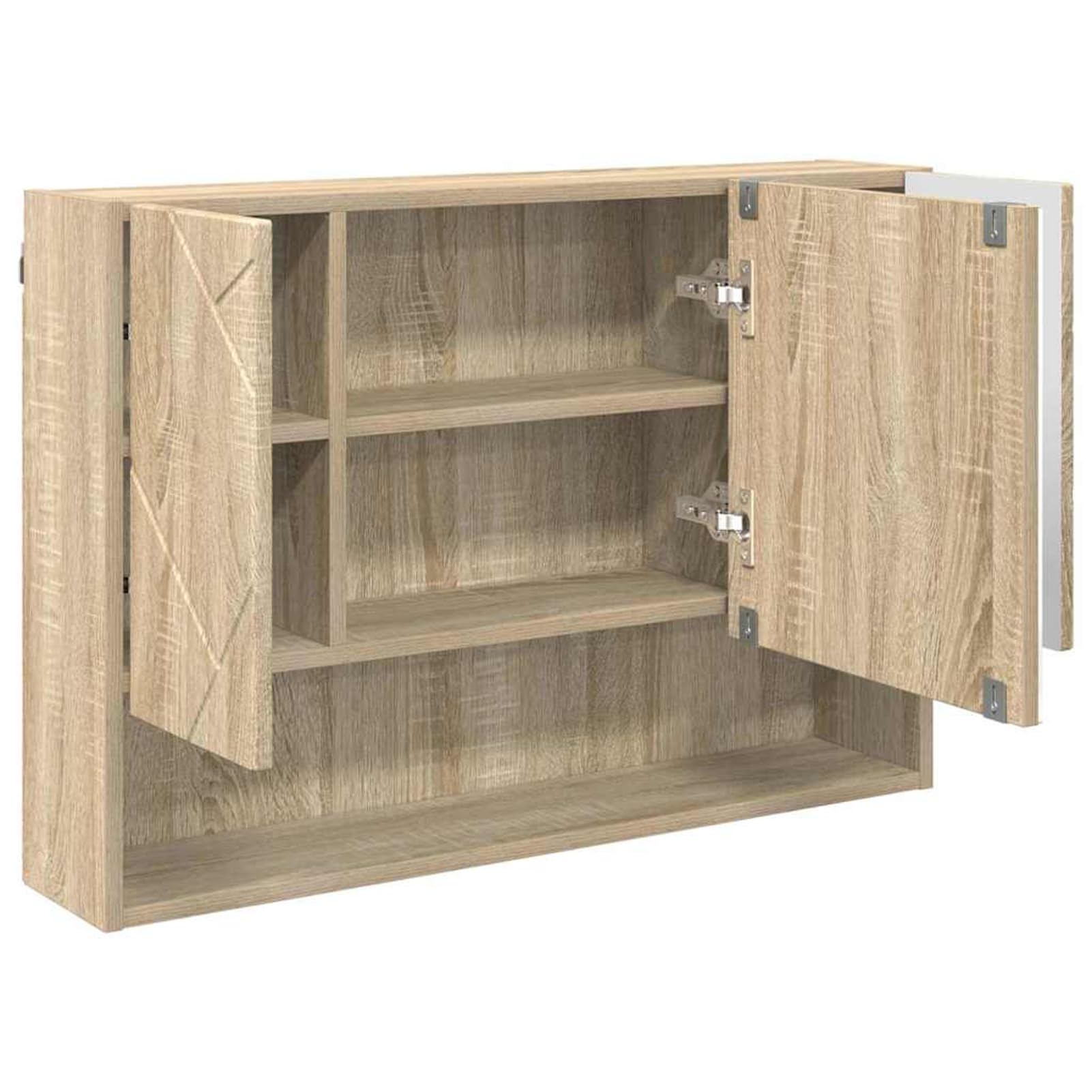 Gecheer Spiegelschrank Sonoma-Eiche 80 x 17 x 55 cm Holzwerkstoff, Deko Spiegel Bathroom Mirror für Badezimmer Make-up Rasur Wohnung Hotel883356