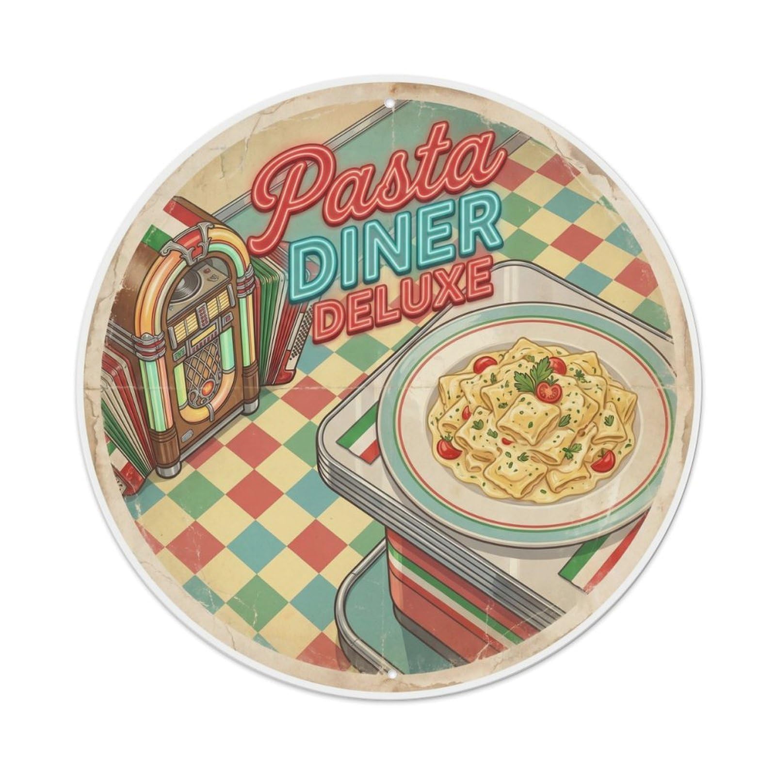 Roadside Diner Pasta Classic Food Culture Metal Tin Sign