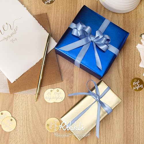 Miniatura 108 de Ribbli - Cinta de satén roja de doble cara, 1 pulgada x 25 yardas, uso para ramo de lazos, envoltura de regalo de Navidad, arreglo floral Rojo