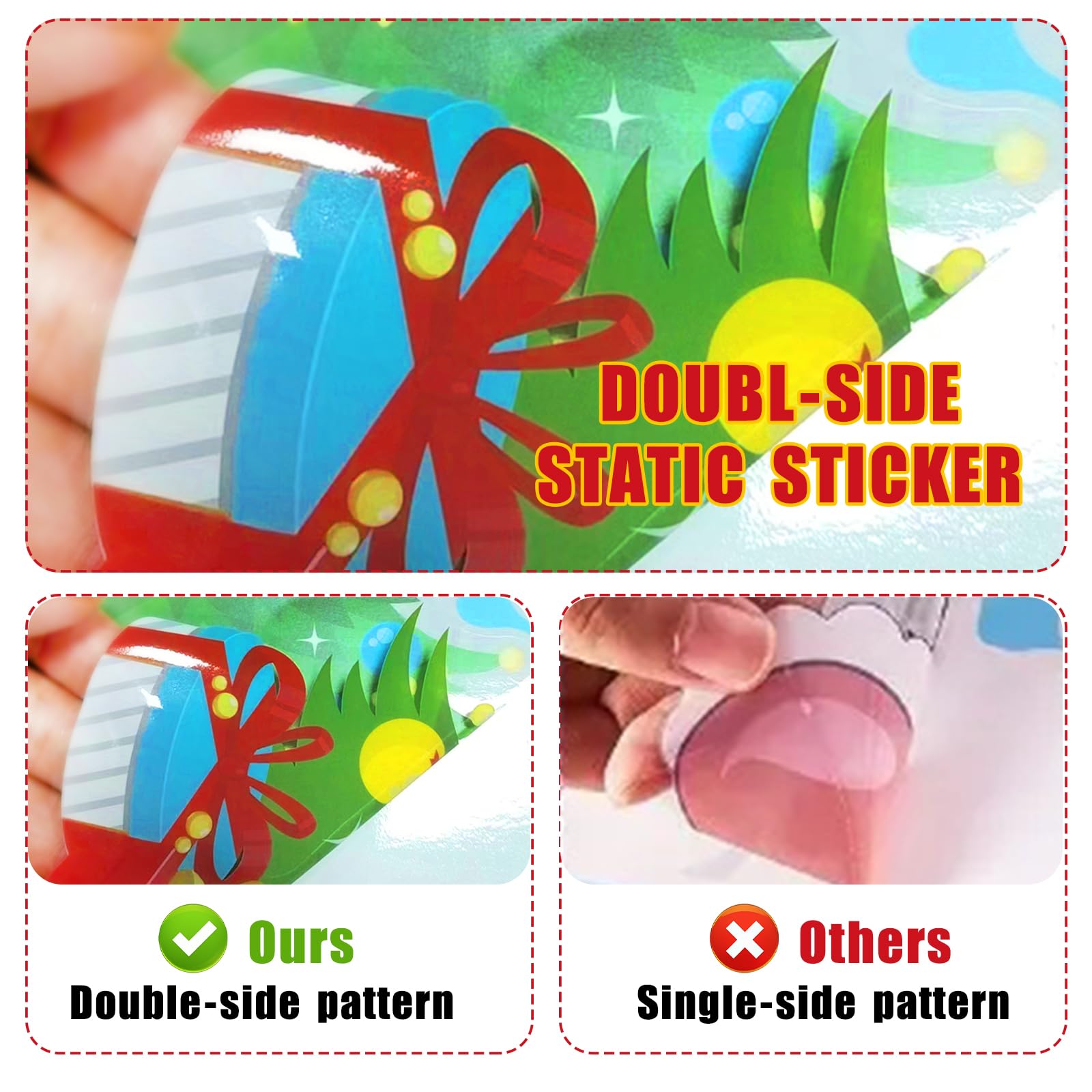 Decoración Navidad Reutilizable Enwokran - Pegatinas Navidad PVC 9 Hojas Doble Cara Removibles Para Ventanas Adhesivos PVC Reutilizables