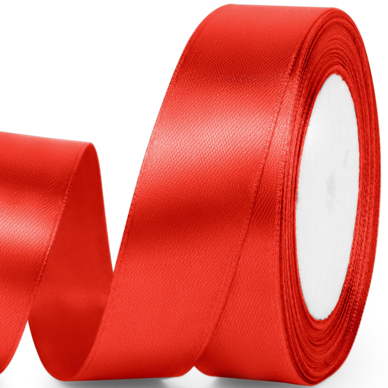 Quhora 1" x 25 Yards Satin Ribbon, Red Silk Ribbon Ideal for Gift Wrapping, Floral Bouquets, Crafts, Wedding Party Decorations, Christmas and Sewing