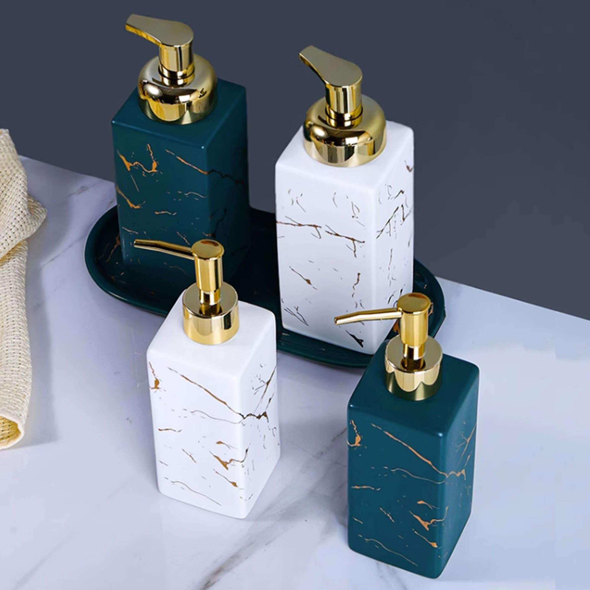 Marmurowa ceramiczna spieniająca pianka sześcienna Złota pompka, ręczny dozownik piany, do łazienki i kuchni(Grey,Lotion Bottle)