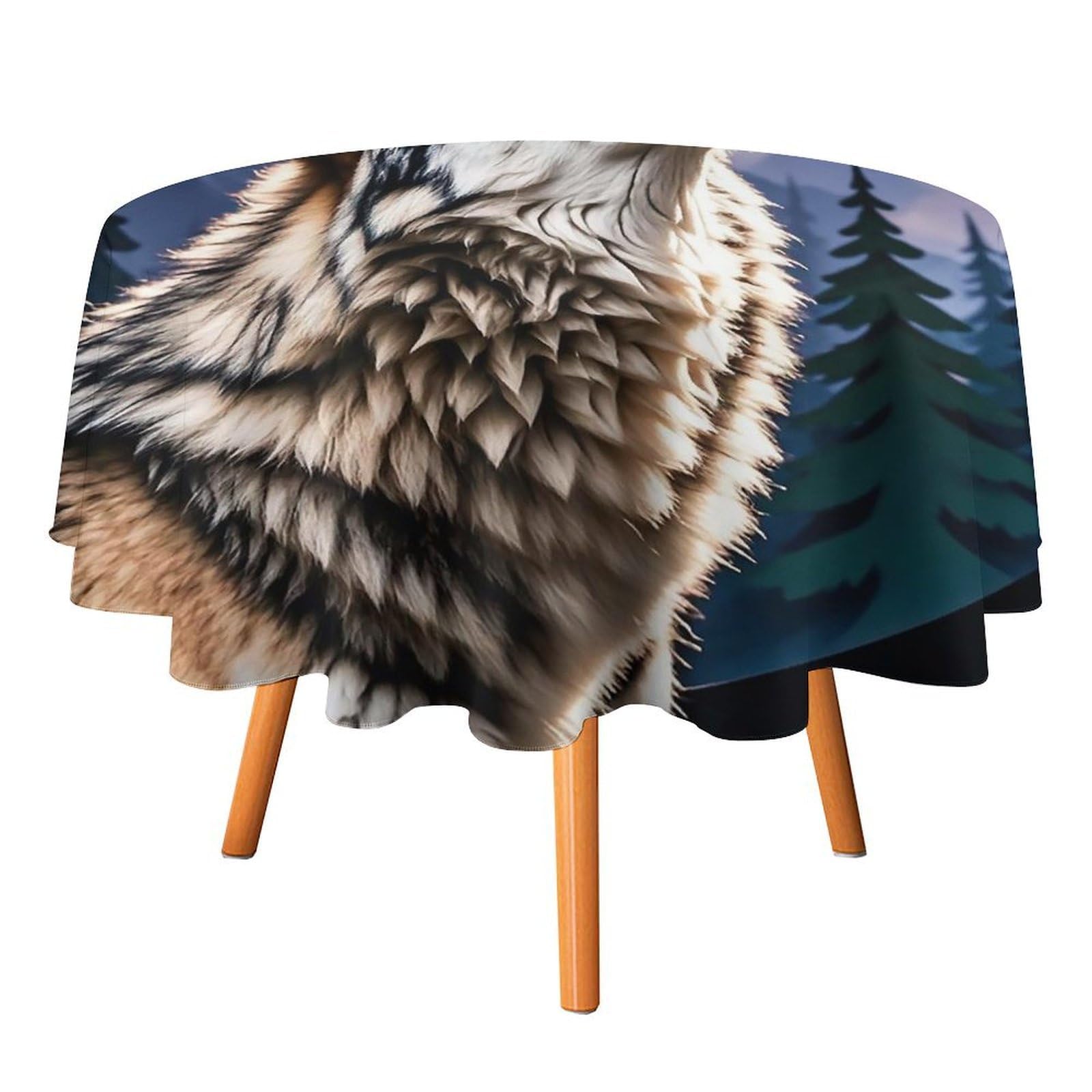 SMAZDFXX Wolves Tablecloth for Restaurant, Round Polyester Table Cover 50x50in for Party