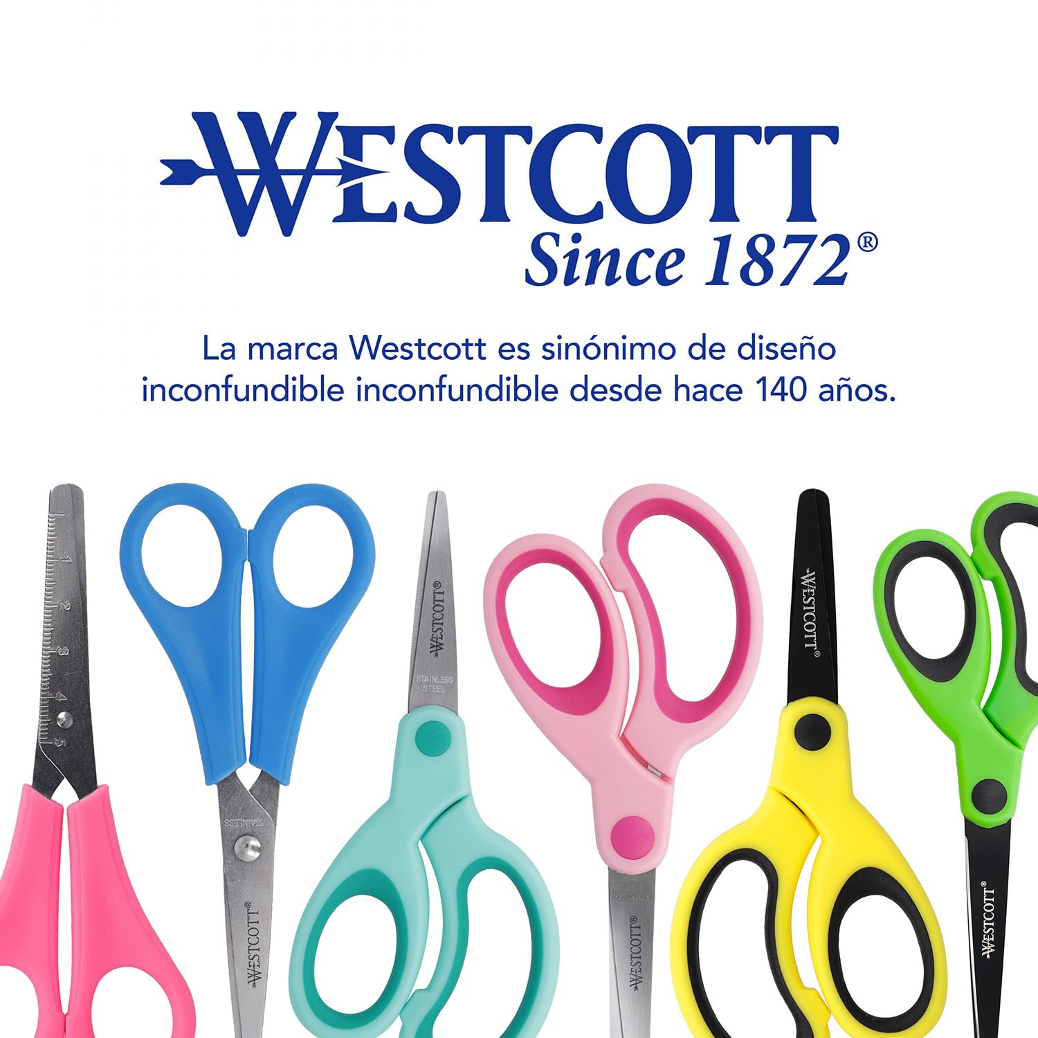 Westcott Tijeras para niños Softgrip azules para diestros | Mango ergonómico para niños en edad preescolar | 13 cm (5") ideales para manos infantiles | Punta redondeada | E-21581 00