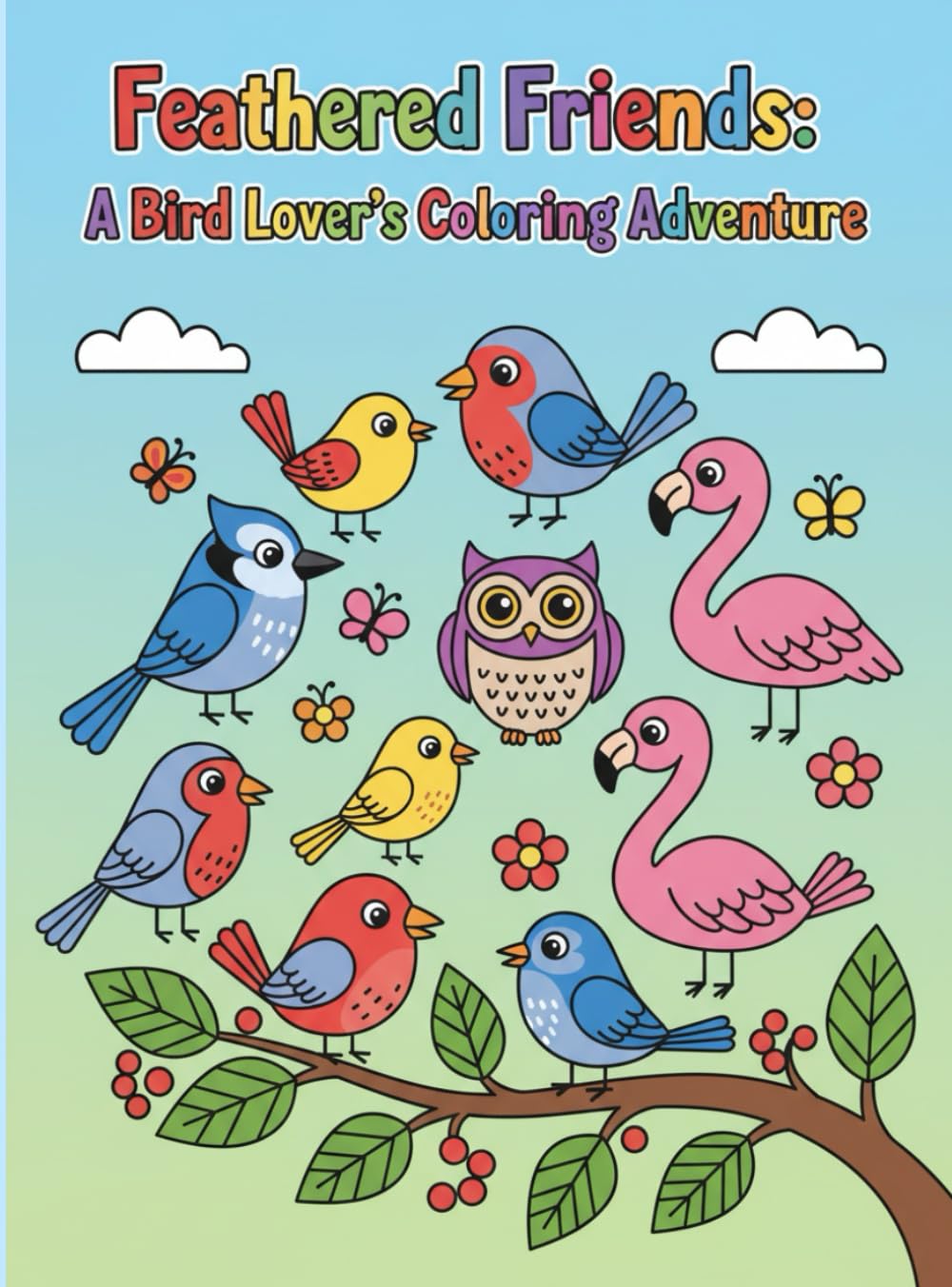 Feathered Friends: An Intricate Bird Coloring Book for Kid, Adults and Nature Lovers Featuring Songbirds, Owls, and Exotic Tropical Species