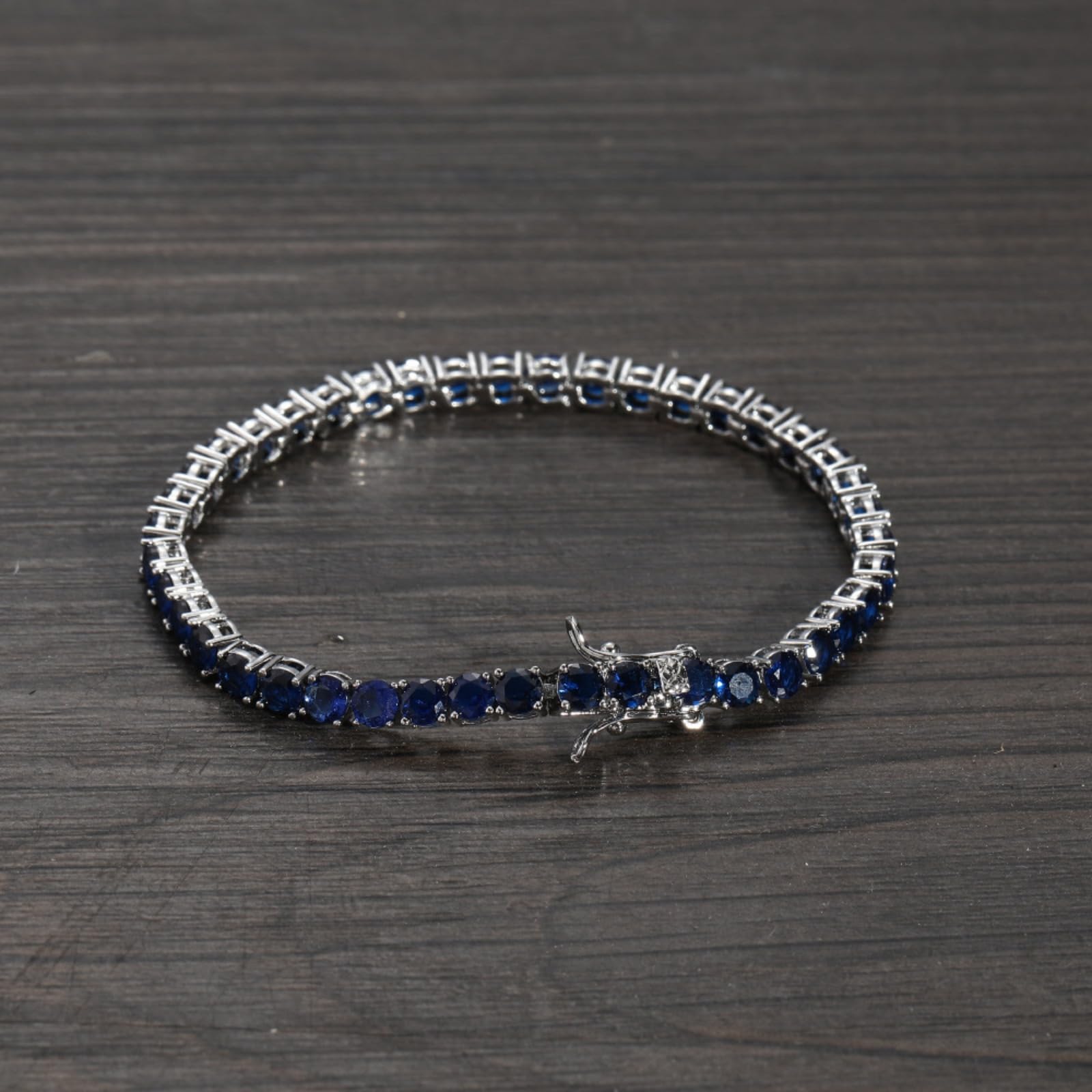 4mm niebieskie bransoletki tenisowe dla kobiet pozłacane 18K klasyczny okrągły krój syntetyczny diament bransoletka tenisowa CZ biżuteria nowożeńców