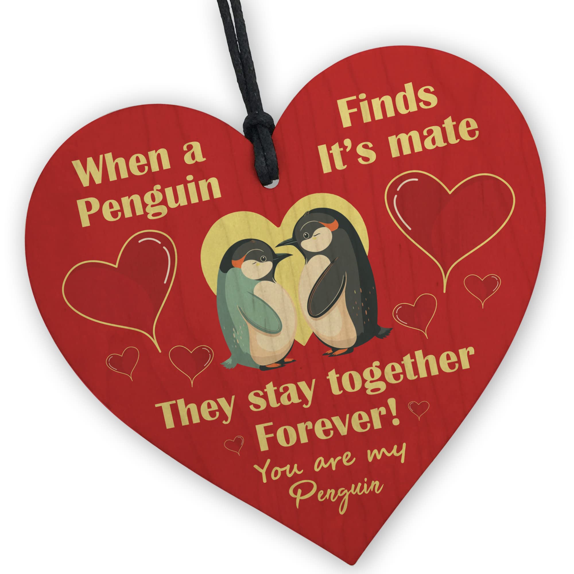 Red Ocean You Are My Penguin Valentines Gift For Him Her Novelty Wooden Heart Anniversary Present Gifts For Boyfriend Girlfriend