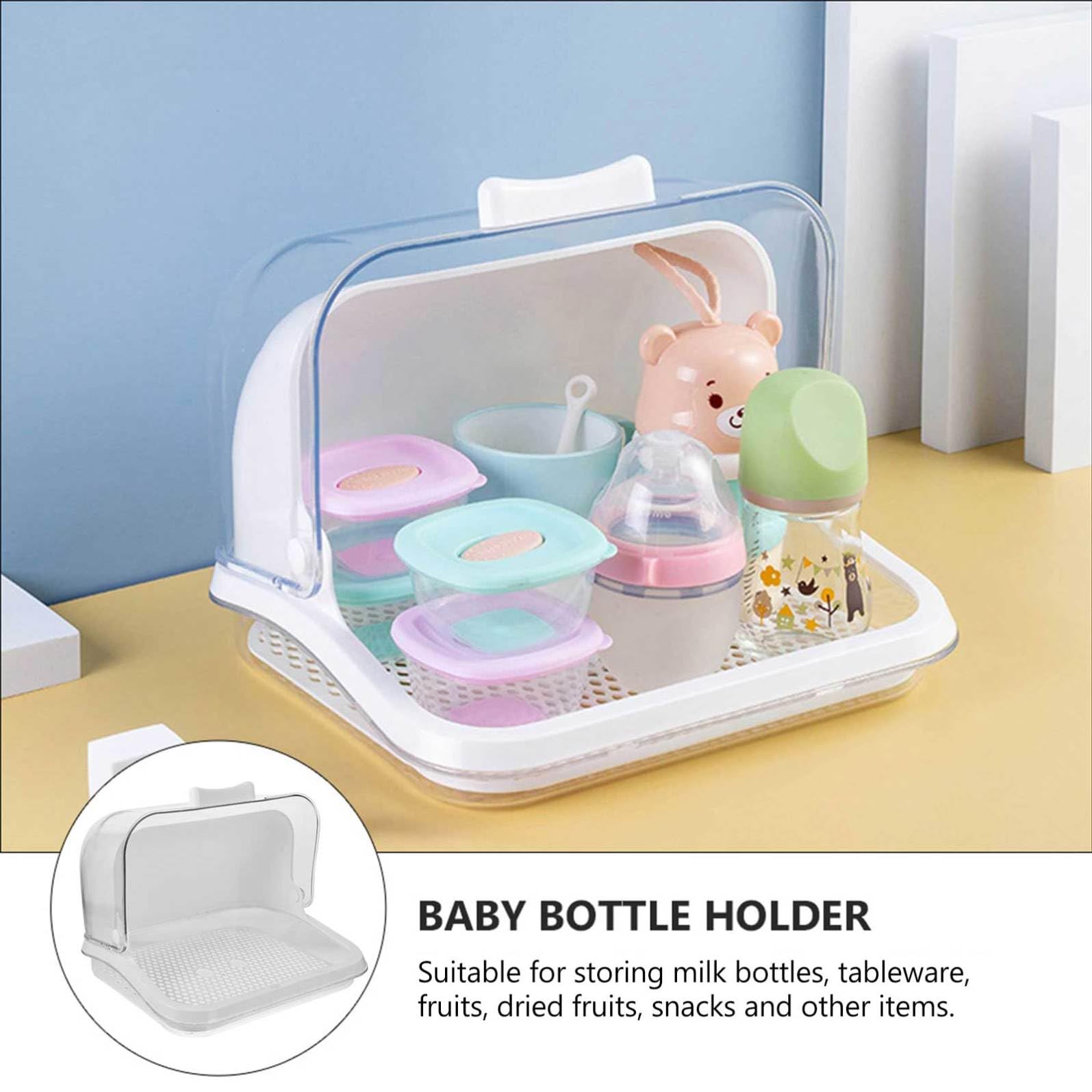 Supvox Babyflaschen Aufbewahrungsbox Mit Abnehmbarer Abtropfschale Und Transparenter Abdeckung Frei Kunststoff Küchen Organizer Für Babypflege Und Babys Zubehör