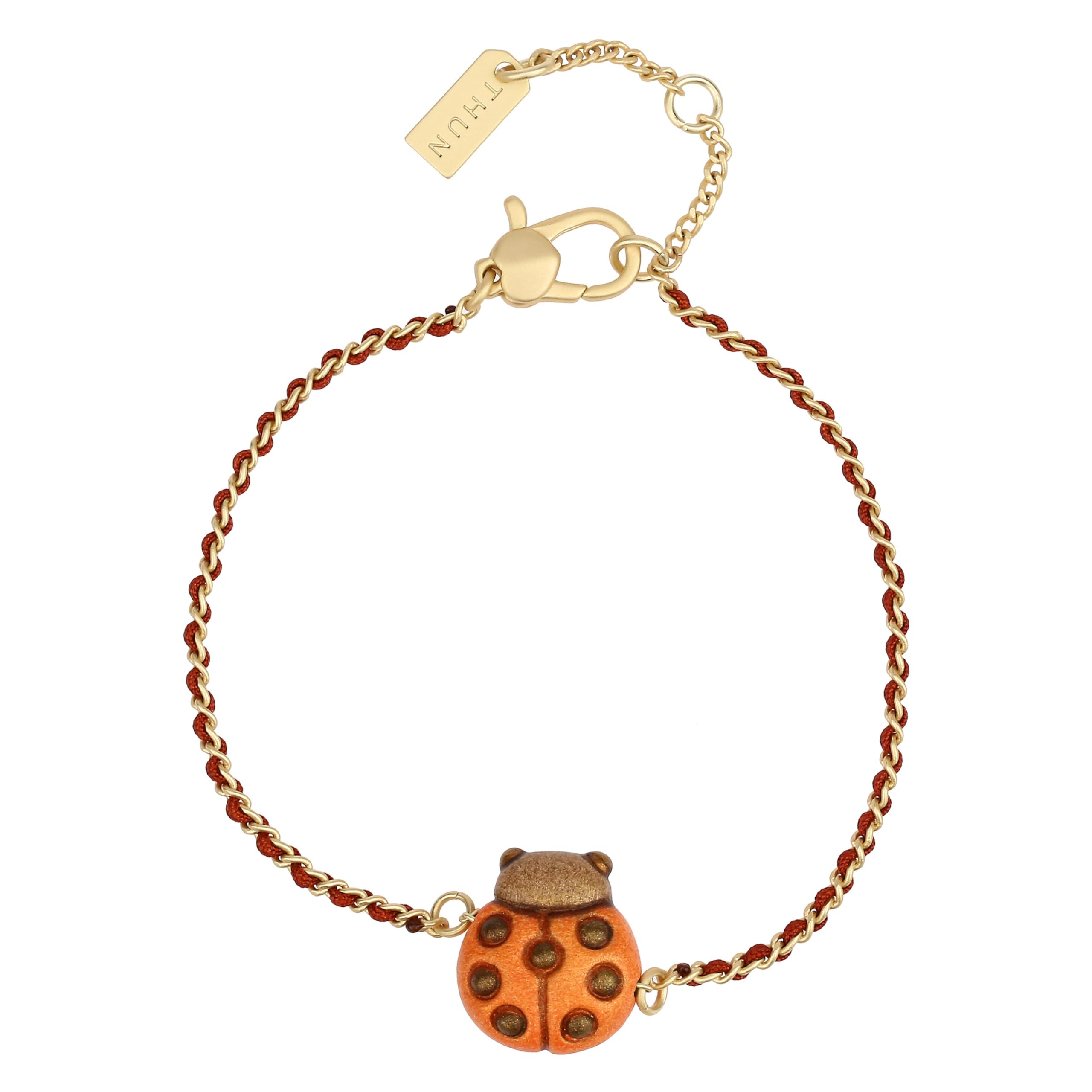 Bracciale catena e tessuto con coccinella