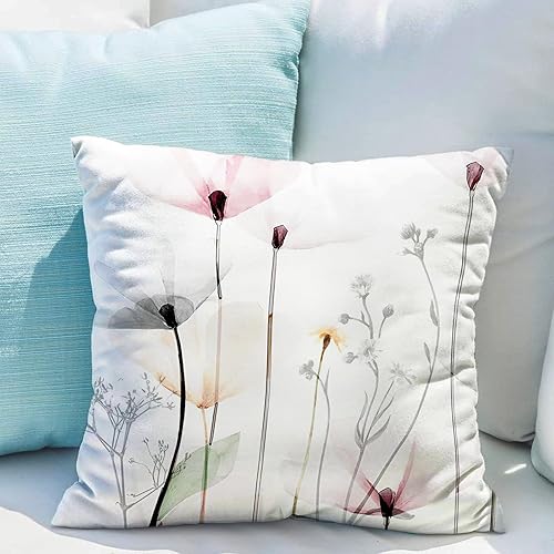 Miniatura 5 de Juego de 2 fundas de almohada de 18 x 18 pulgadas, color marrón, crema, gris y rosa, fundas de almohada rústicas abstractas modernas, decoración del