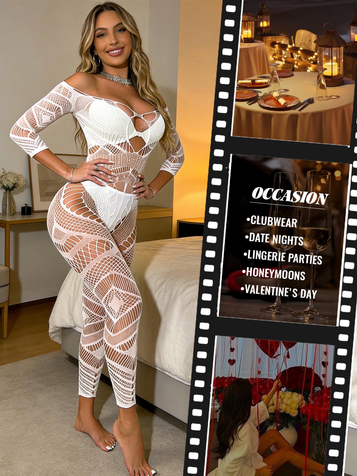 Buitifo Damskie rajstopy z siateczki Crotchless Bodys Seksowne rajstopy dla kobiet