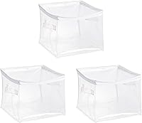 Amazon Basics 3-Pack Clear Zippered Storage Bags - Stackable Closet Organizers for Clothing, Linens & More