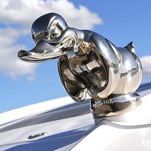 Angry Duck Hood Ornament, 3D Car Chromed Metal Hood Ornament Electroplating Black/Silver Color Polished High Shine, Angry Duck Decor Ornament for Car, Desktop(Silver)