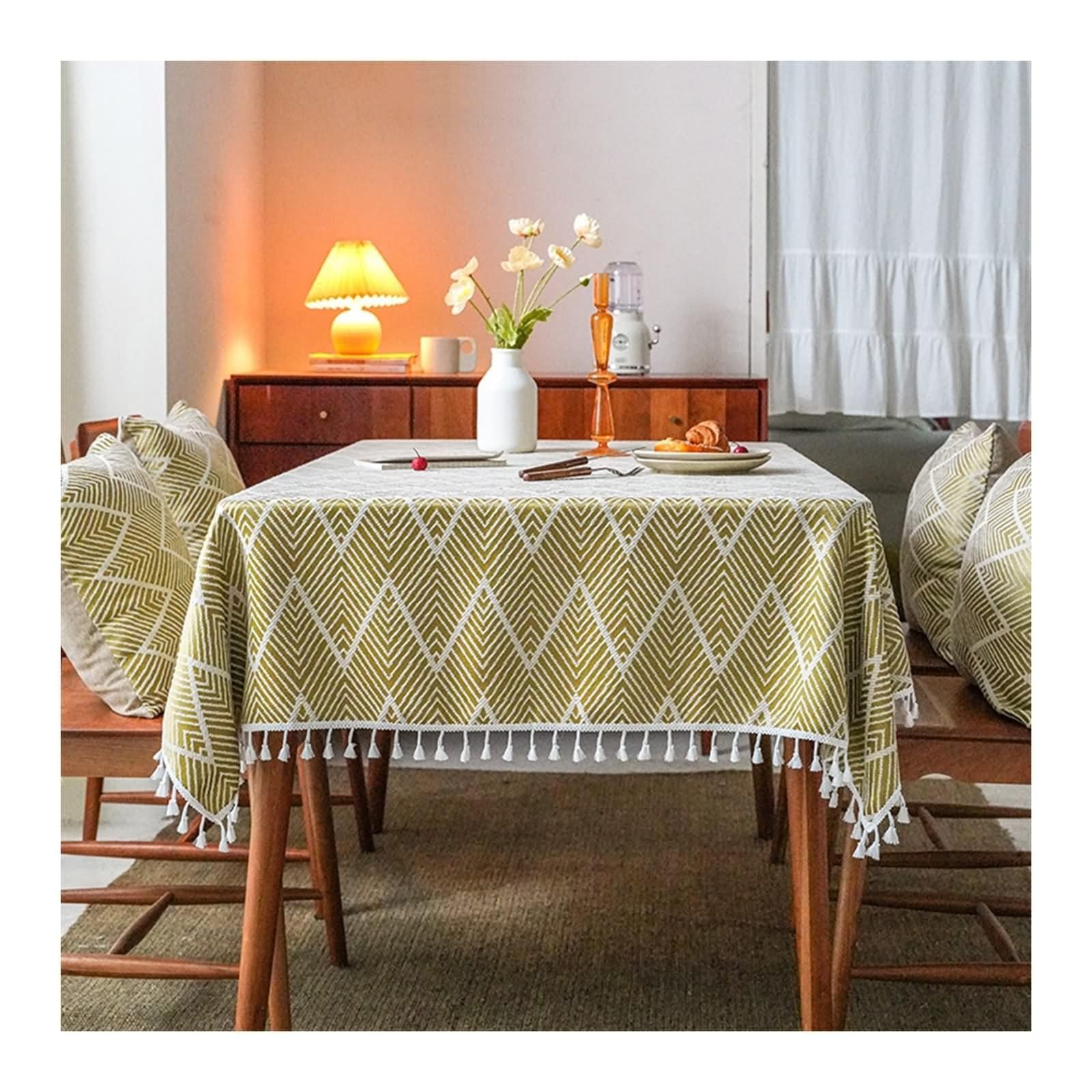Nappe de table grande largeur jaune rétro pour embellir vos repas de jardin d'été