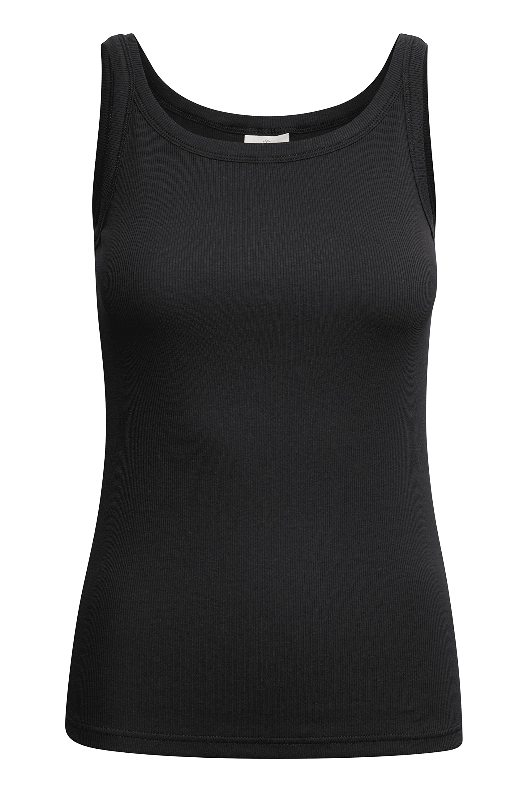 KAFFE Women's Tank Top Scoop Neck Skinny Fit Sleeveless Rib Jersey, Black Deep, S