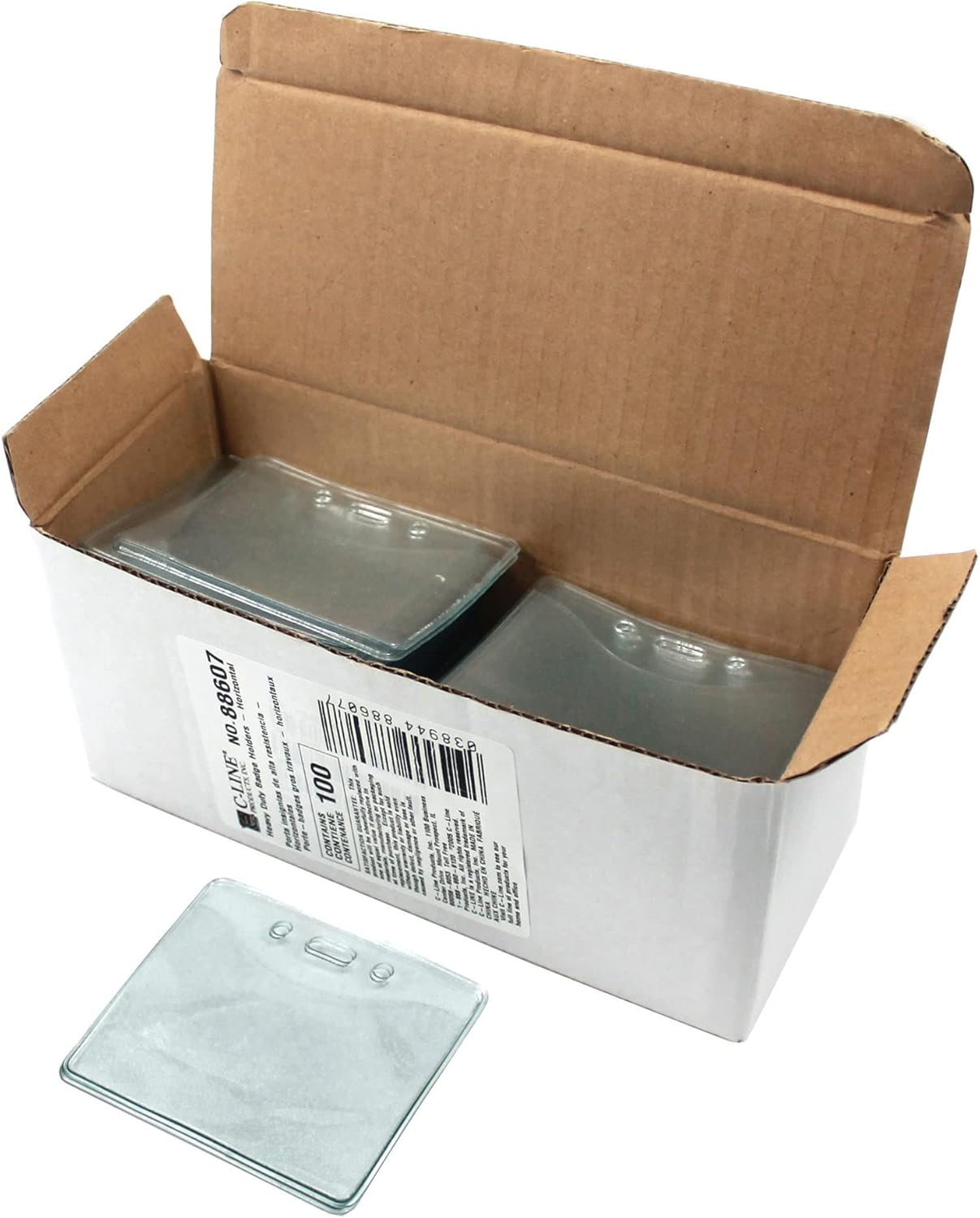 C-Line Heavy Duty Vinyl Badge Holders, Vertical, 2.38 x 3.38 Inches, 100 per Pack, Clear (88617)