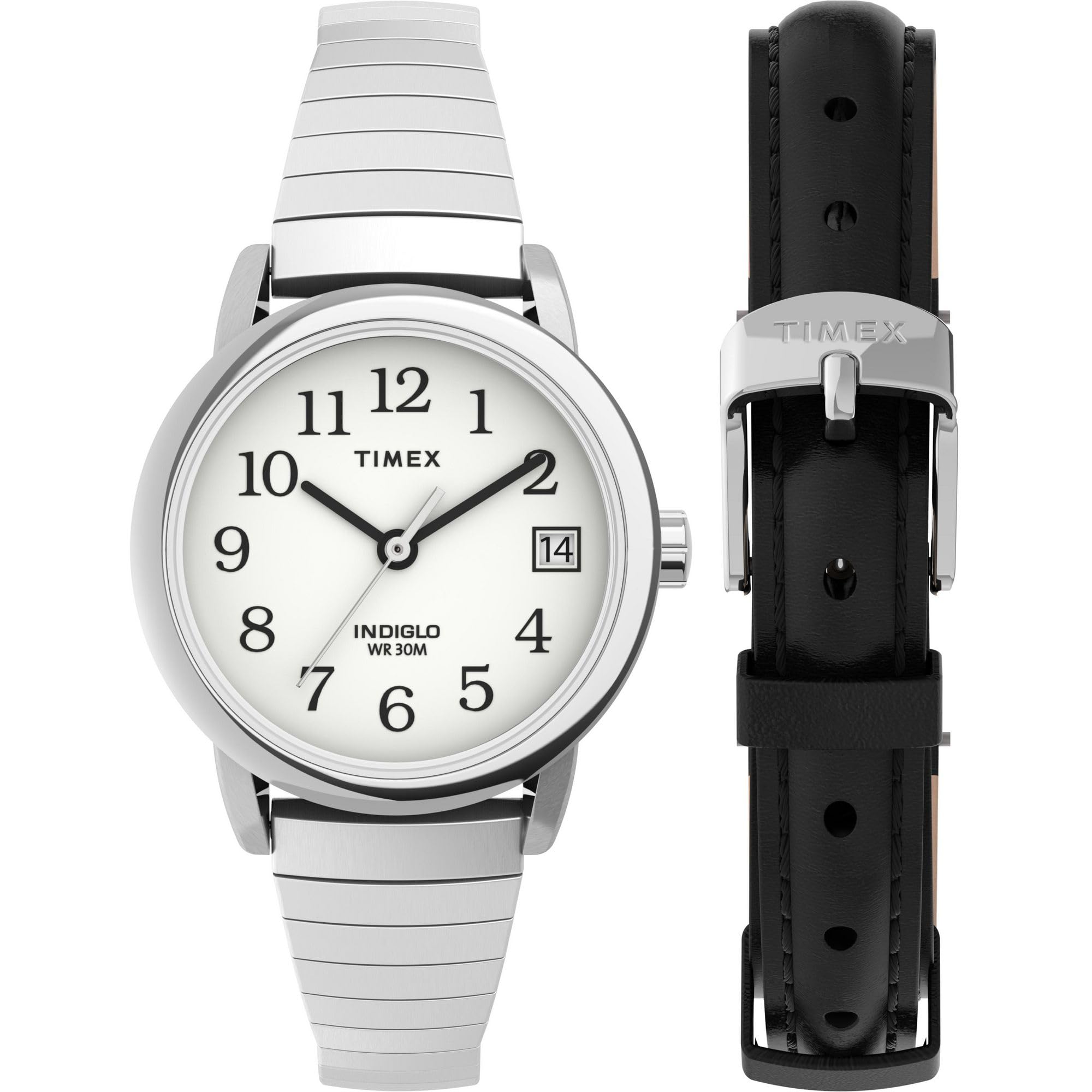 Timex Easy Reader TWG025200 Damski zegarek z paskiem rozszerzającym 25 mm i skórzanym paskiem