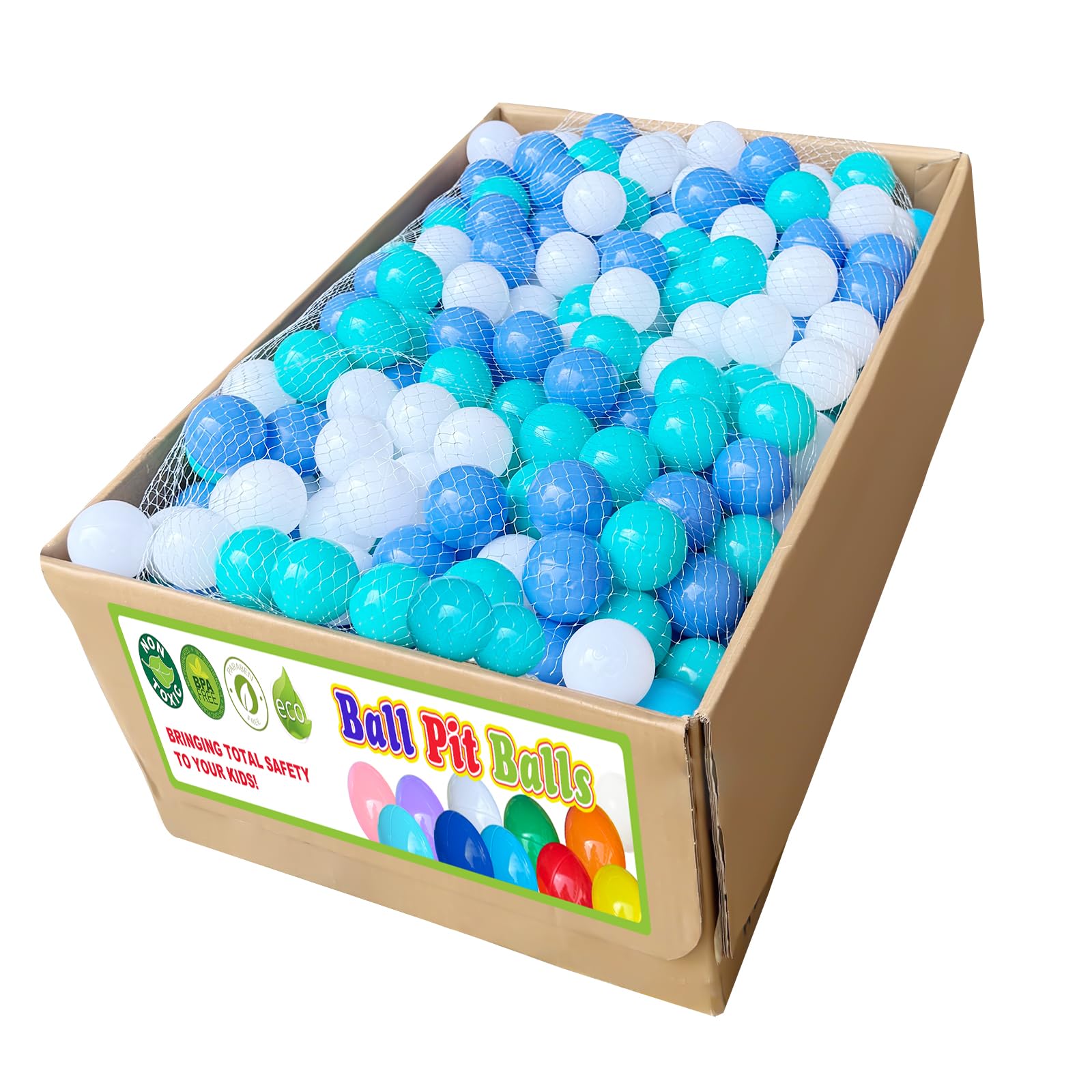 Kids Ball Pit Balls 1000 Count, 2.2inch Children Crush Proproof Plastic Balls for Ball Pit with 3 Bright Colors, Safe and Non-Toxic, BPA Free, Baby Toddler Pit Balls with Storage Net Bag (Blue)