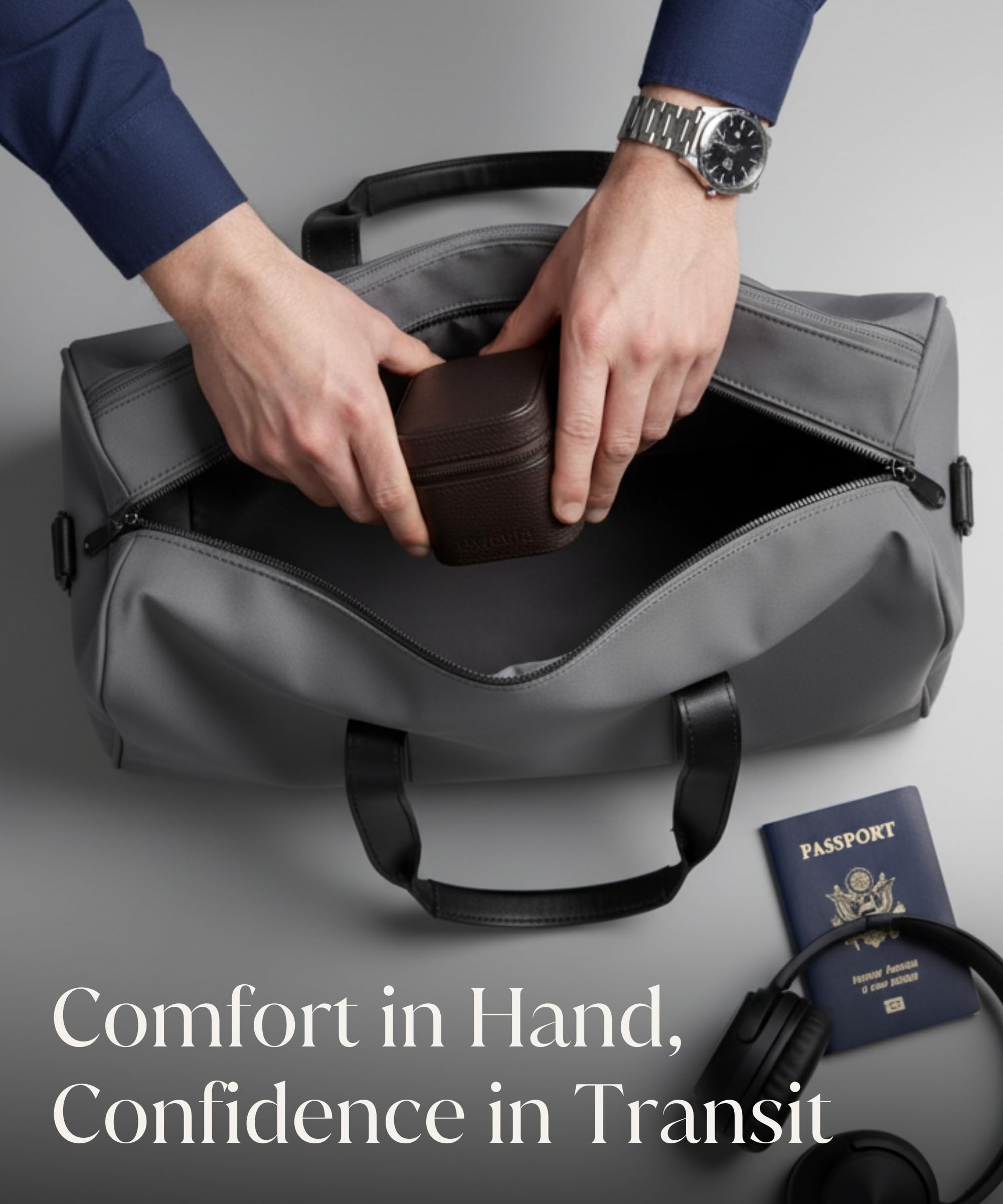 TAWBURY Fraser Étui de voyage pour 1 montre en cuir véritable, étui de transport pour montres petites et grandes | Boîte de rangement compacte, légère et robuste pour homme et femme (marron)