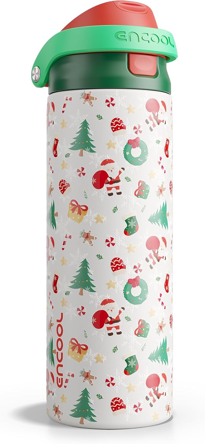 Christmas Insulated Water Bottle with Straw 32oz