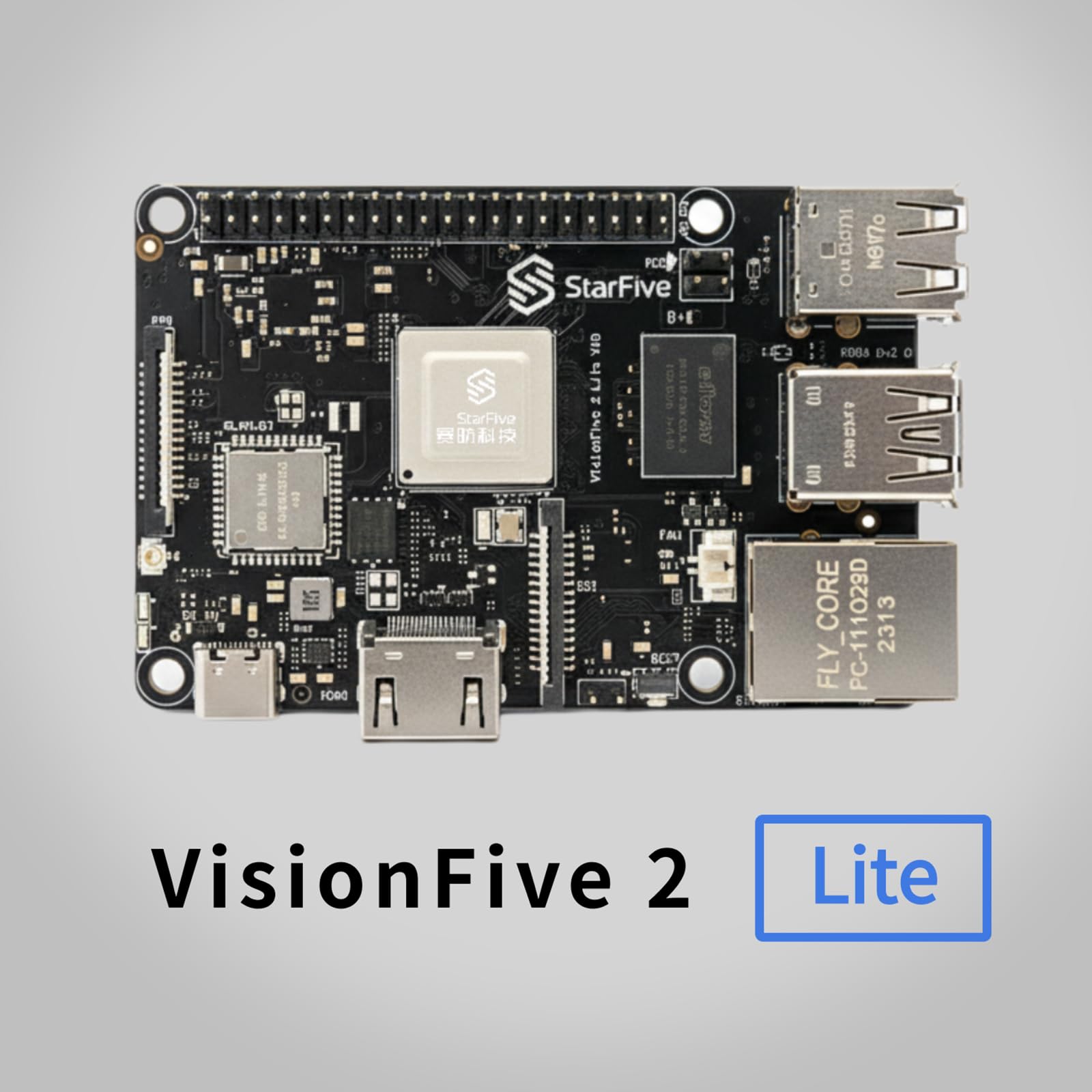 VisionFive 2 Lite RISC-V komputer jednopłytowy, StarFive JH-7110S SoC 2/4/8 GB LPDDR4 WiFi6 BT5.4 HDMI2.0 Gigabit Ethernet, do edukacji, IIoT, Smart Home, 85 x 56 mm kompaktowy (metalowy zestaw, 8 + 0
