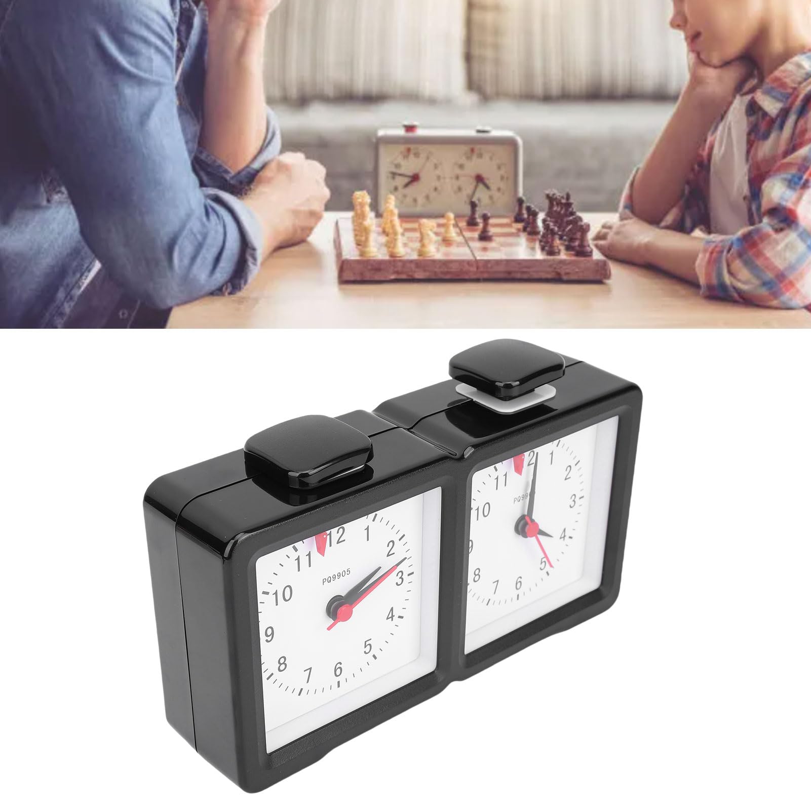 Cryfokt Orologio da Scacchi Analogico, Timer Meccanico Preciso con Angolo di Visione Inclinato per Giochi Cinesi Internazionali e Go, Materiale ABS, Funzione Doppio Timer con Pulsante di Avvio per Tou