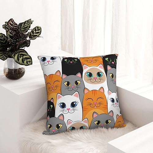 Miniatura 5 de HOUKIG Fundas de almohada divertidas con estampado de gato siamés de 16 x 16 pulgadas, almohadas decorativas para sofá, cama, fundas de cojín