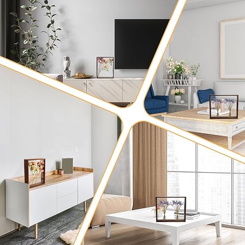 Miniatura 7 de 4 cajas de sombra profunda, cajas de sombra acrílica dobles, marco de flores secas de madera, marco de fotos flotante decorativo para decoración del