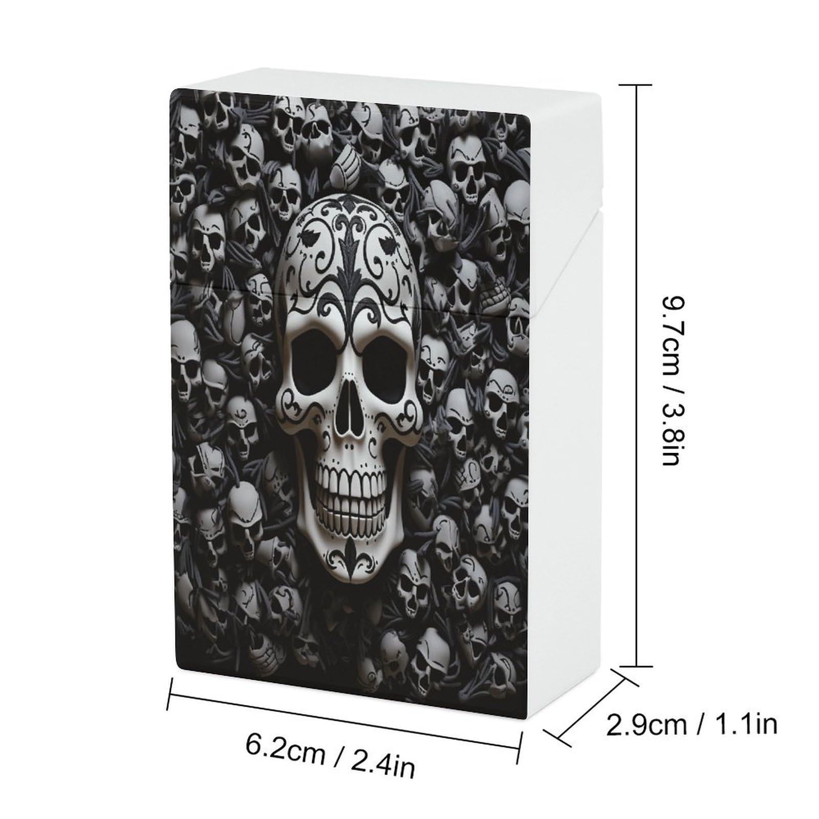 Amazon.com: Durable Plastic Cigarette Case, Black and White Skulls Print  Easy Open/Close Design Compact and Stylish Cigarette Box for Men and Women  : 健康與家庭