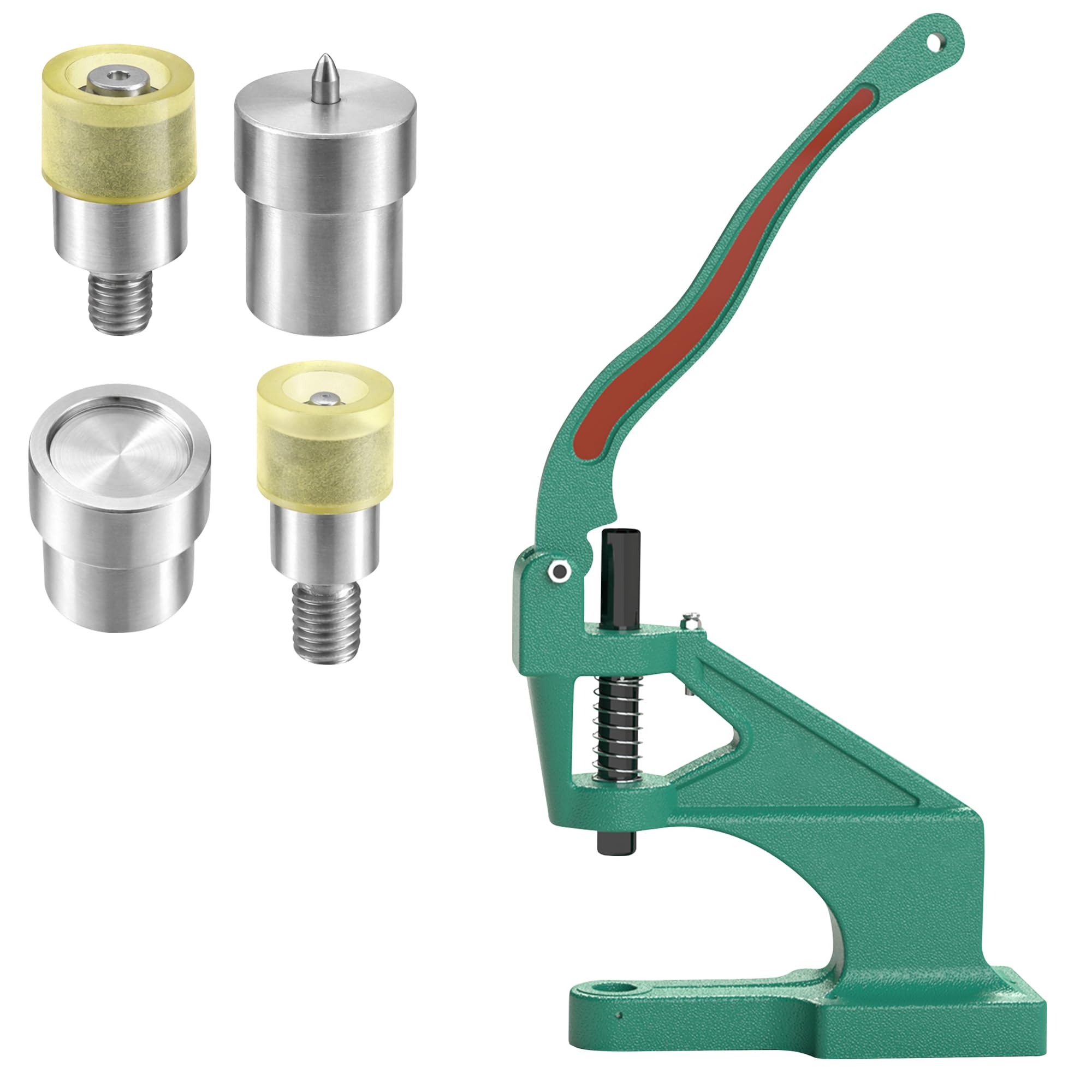 WedDecor Juego de troqueles de fijación de botones a presión de 4 partes de 15 mm con prensa manual universal The Green Machine, herramienta de instalación de cierres a presión para manualidades,